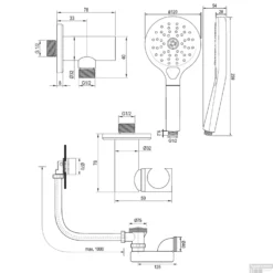 Inbouwthermostaatset Brauer Copper Carving Incl 3 Standen Handdouche En Badafvoer Koper -Baden Luxe Verkoop 5 gk 096 tech