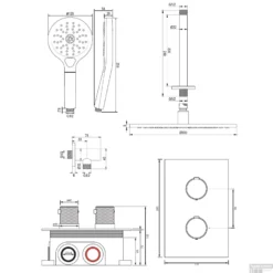 Regendoucheset Inbouw Brauer Copper Carving Thermostatisch 30cm Met 3-Weg Omstelling, Plafondarm En 3-Standen Handdouche Geborsteld Koper -Baden Luxe Verkoop 5 gk 132 tech