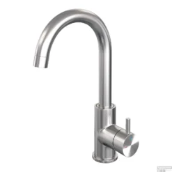 Wastafelmengkraan Brauer Brushed Edition Coldstart Opbouw Hoog Gebogen Korte Ronde Hendel Geborsteld RVS PVD