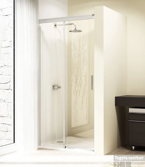 Huppe Design Elegance Gtn Schuifdeur Rechts 130x190cm.met Vast Segment Matzilver-helder Glas 2 Huppe Design Elegance Gtn Schuifdeur Rechts 130x190cm.met Vast Segment Matzilver-helder Glas - Afbeelding 2