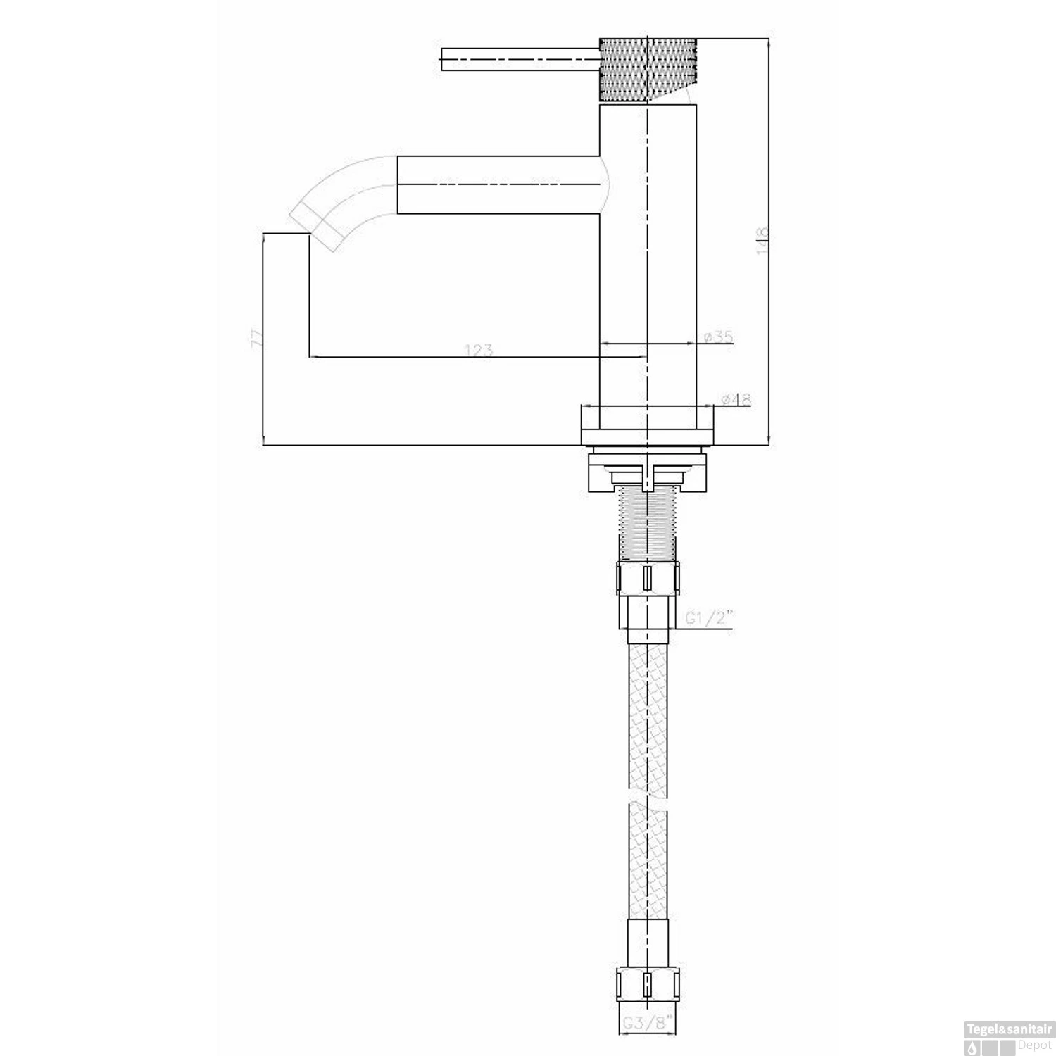 Fonteinkraan Boss & Wessing Ridged 1/2" Gunmetal 2 Fonteinkraan Boss & Wessing Ridged 1/2" Gunmetal - Afbeelding 2