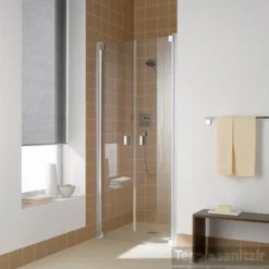 Kermi Raya Ptd Draaideur 2-dlg. 90 X 200 Cm. Op Douchevloer Matzilver-clean Glas