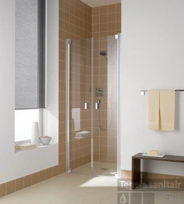 Kermi Raya Ptd Draaideur 2-dlg. 90 X 200 Cm. Op Douchevloer Matzilver-clean Glas 1 Kermi Raya Ptd Draaideur 2-dlg. 90 X 200 Cm. Op Douchevloer Matzilver-clean Glas