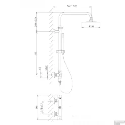 Thermostatische Regendouche Set TA-Design Munster 100 RVS-304 -Baden Luxe Verkoop 6010 1300 25 munster rainschouwer lijn tekening