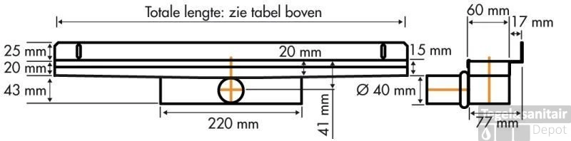 Easydrain Compact Wall 30 Afvoergoot 6x100 Cm. Zijuitlaat Rvs 3 Easydrain Compact Wall 30 Afvoergoot 6x100 Cm. Zijuitlaat Rvs - Afbeelding 3