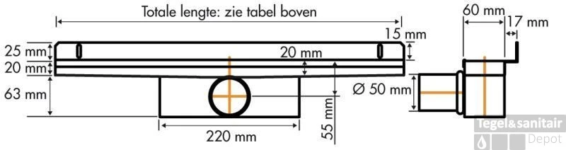 Easydrain Compact Wall Zero Afvoergoot 6x110 Cm. Zijuitlaat Rvs 3 Easydrain Compact Wall Zero Afvoergoot 6x110 Cm. Zijuitlaat Rvs - Afbeelding 3