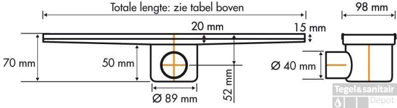 Easydrain Fixt 30 Afvoergoot Zij-uitlaat 9,8 X 90 Cm. Rvs 2 Easydrain Fixt 30 Afvoergoot Zij-uitlaat 9,8 X 90 Cm. Rvs - Afbeelding 2