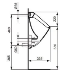 Urinoir Ideal Standard Eurovit Met Achterinlaat Keramiek 56x23.4x33.5 Cm Wit