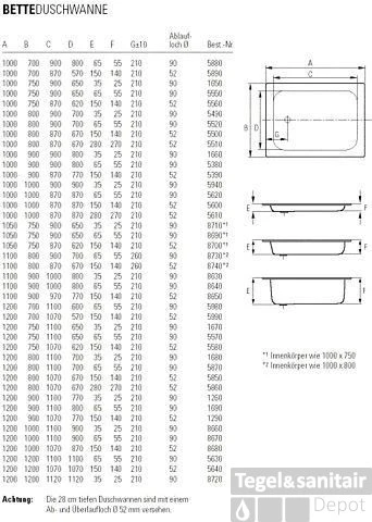 Bette Super Vlak Douchebak 130x90x3,5 Cm. Wit 2 Bette Super Vlak Douchebak 130x90x3,5 Cm. Wit - Afbeelding 2