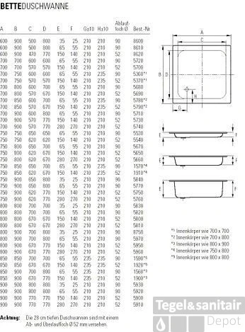 Bette Vlak Plaatstalen Douchebak 80 X 75 X 15 Cm. Wit 2 Bette Vlak Plaatstalen Douchebak 80 X 75 X 15 Cm. Wit - Afbeelding 2
