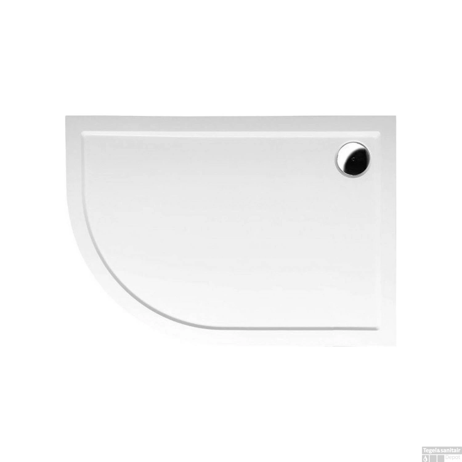 Douchebak Gegoten Marmer Sapho Rena 120x90x4 Cm Kwartrond Rechts Wit