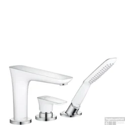 Hansgrohe Puravida Afdekset 3-gats Badrandcomb.met Douchegarnituur Wit-chroom
