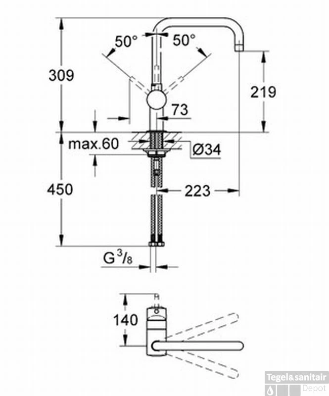 Grohe Minta Keukenkraan Met U-uitloop Chroom 3 Grohe Minta Keukenkraan Met U-uitloop Chroom - Afbeelding 3