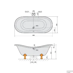 Vrijstaand Bad Sapho Charleston 188x80x71 Cm Wit / Zwart Met Leeuwenpoten -Baden Luxe Verkoop 72959 vrijstaand bad sapho charleston 188x80x71 cm wit zwart met leeuwenpoten 5