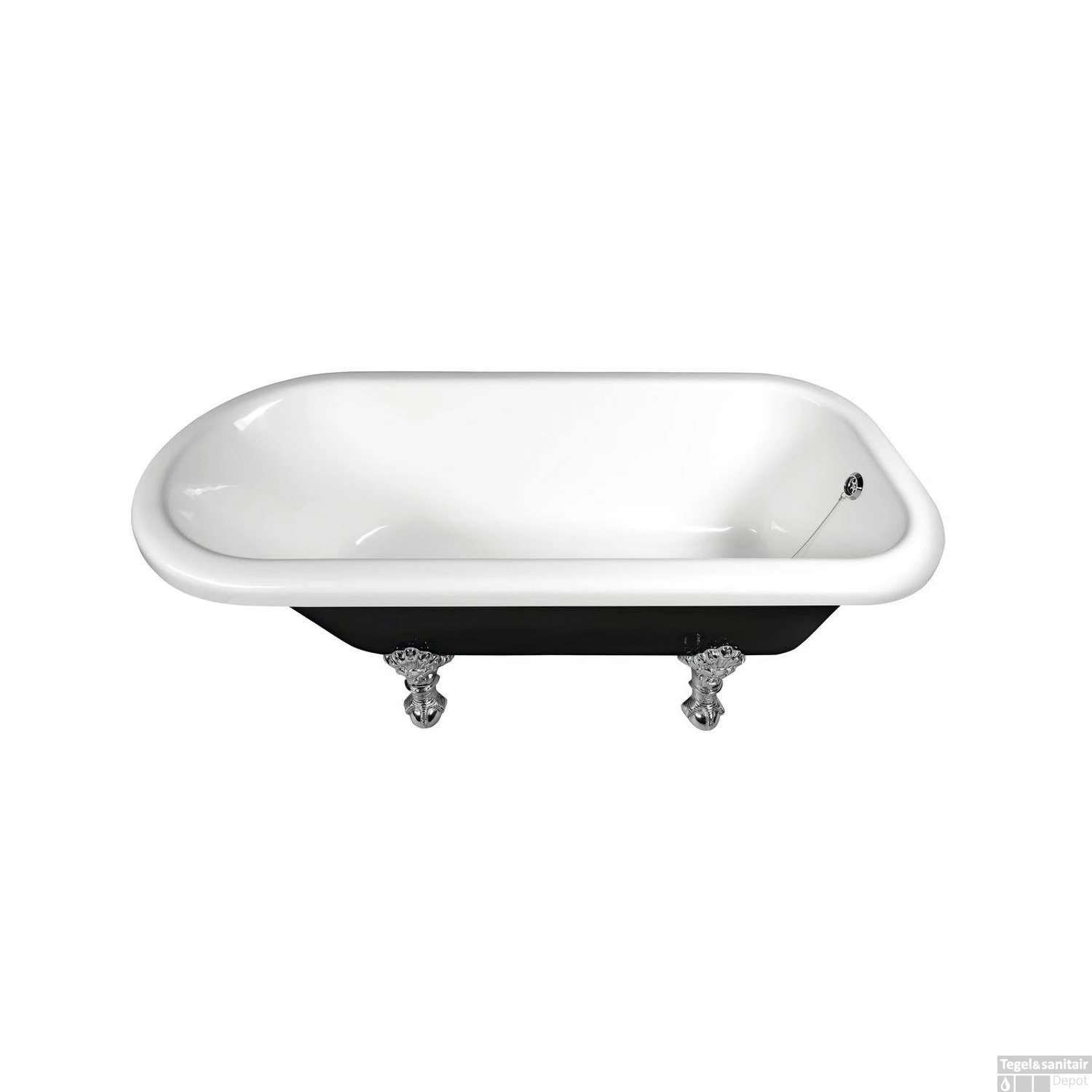 Vrijstaand Bad Sapho Foxtrot 170x75x49 Cm Wit / Zwart Met Leeuwenpoten Chroom 3 Vrijstaand Bad Sapho Foxtrot 170x75x49 Cm Wit / Zwart Met Leeuwenpoten Chroom - Afbeelding 3