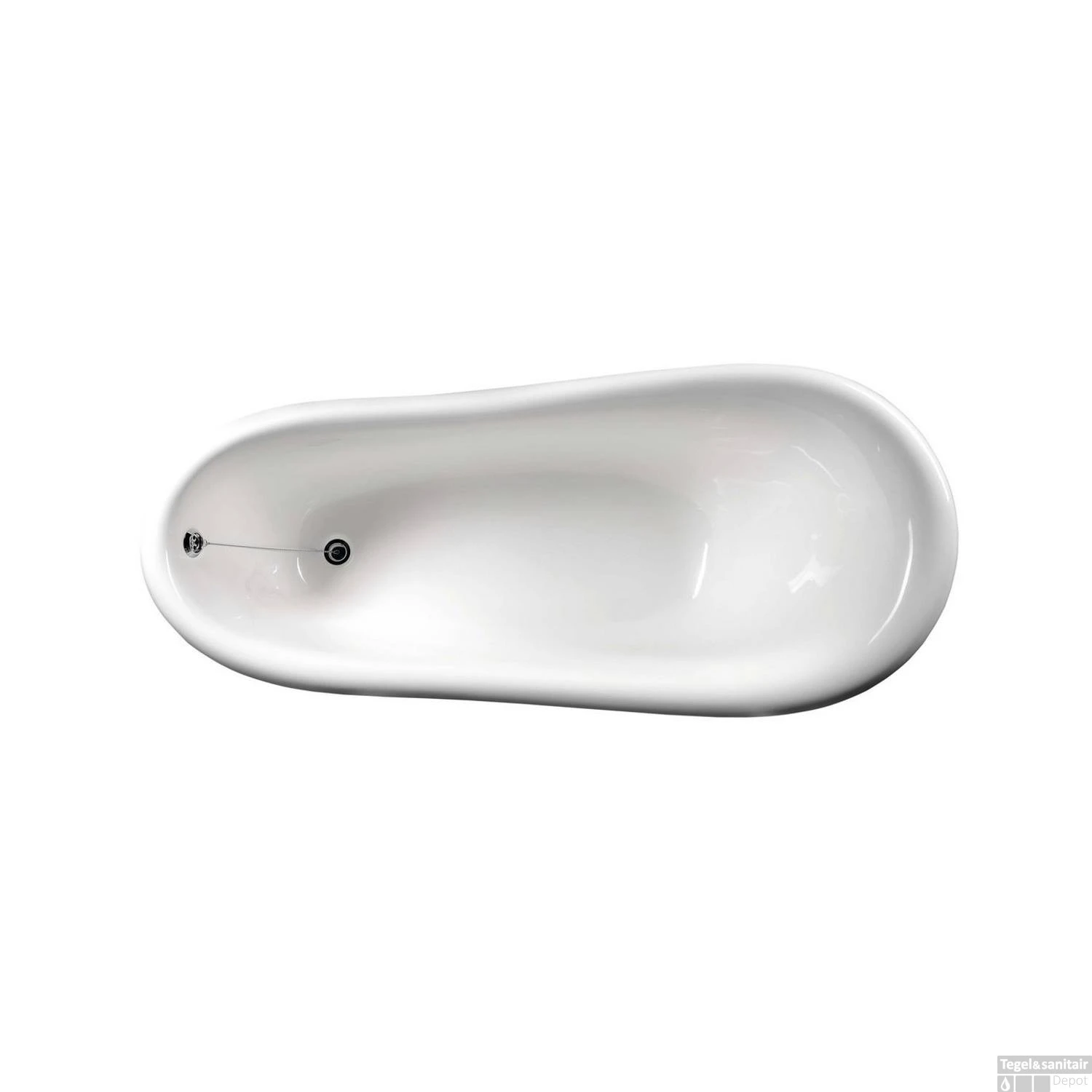 Vrijstaand Bad Sapho Retro 173x75x84 Cm Wit / Zwart Met Leeuwenpoten Chroom - Afbeelding 4