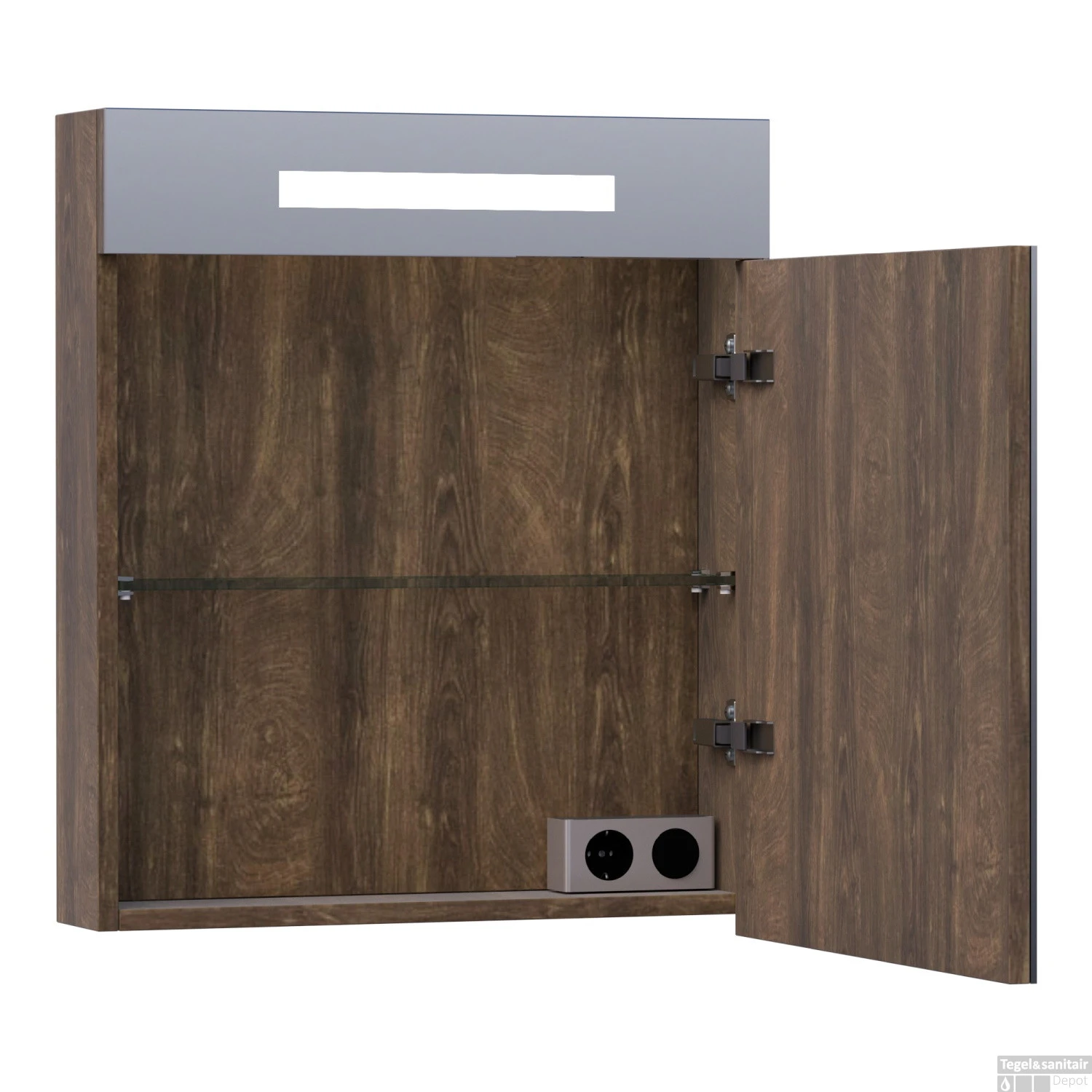 Spiegelkast 2.0 Exclusive Line 60cm Rechtsdraaiend Burned Bark - Afbeelding 2