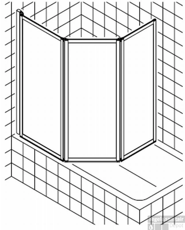Kermi Vario Badklapwand 3-delig 155 Cm. Kunst. Parel Matzilver-kunststof Glas 2 Kermi Vario Badklapwand 3-delig 155 Cm. Kunst. Parel Matzilver-kunststof Glas - Afbeelding 2