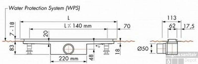 Easydrain Compact Modulo Design Douchegoot 90 Cm.met Rooster Z2 En Waterslot 50mm. Rvs Geborsteld 3 Easydrain Compact Modulo Design Douchegoot 90 Cm.met Rooster Z2 En Waterslot 50mm. Rvs Geborsteld - Afbeelding 3