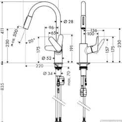 Hansgrohe Focus Keukenkraan Met Uittrekbare Vuistdouche Rvs Look -Baden Luxe Verkoop 84433
