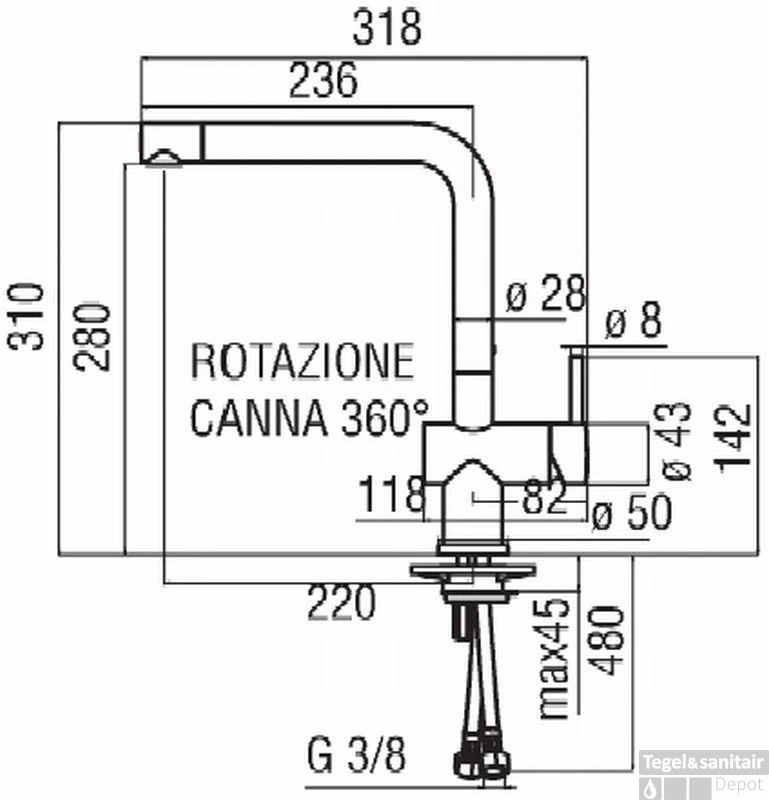 B&w-luxury Carati Keukenkraan Chroom 2 B&w-luxury Carati Keukenkraan Chroom - Afbeelding 2
