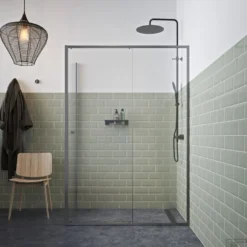 Schuifdeur Sealskin Contour Met Zijwand 120x90x200 Cm, 6 Mm Helder Veiligheidsglas Met Antikalklaag Mat Grijs