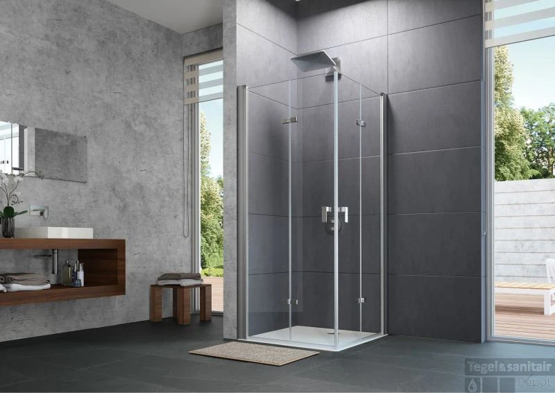 Huppe Design Pure 2-delige Vouwdeur Sft Links 80 X 190 Cm. Matzilver-antiplaque Glas 2 Huppe Design Pure 2-delige Vouwdeur Sft Links 80 X 190 Cm. Matzilver-antiplaque Glas - Afbeelding 2