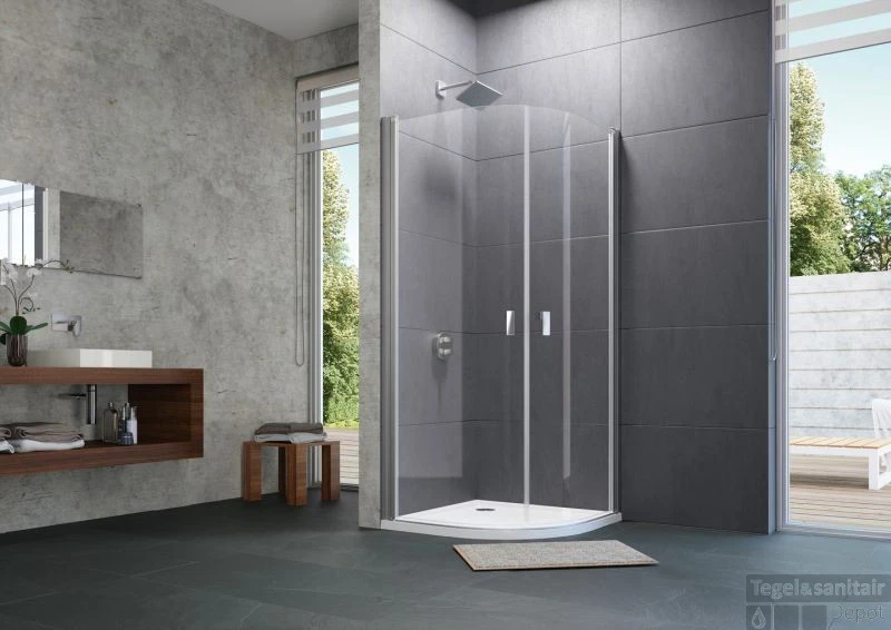 Huppe Design Pure Draaideur Kwartrond Helft 100x200 Cm. R55 Matzilver-helder Glas 2 Huppe Design Pure Draaideur Kwartrond Helft 100x200 Cm. R55 Matzilver-helder Glas - Afbeelding 2