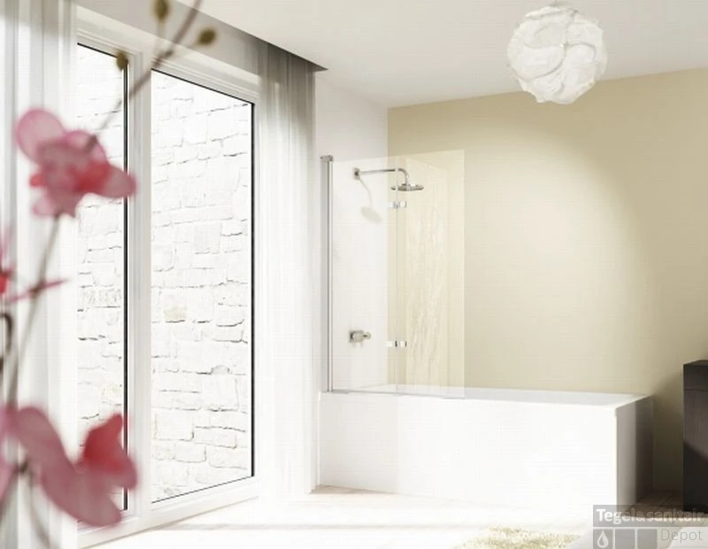 Huppe Design Pure 1-delige Badklapwand 75x150 Cm. Chroom Look-antiplaque Gl 2 Huppe Design Pure 1-delige Badklapwand 75x150 Cm. Chroom Look-antiplaque Gl - Afbeelding 2