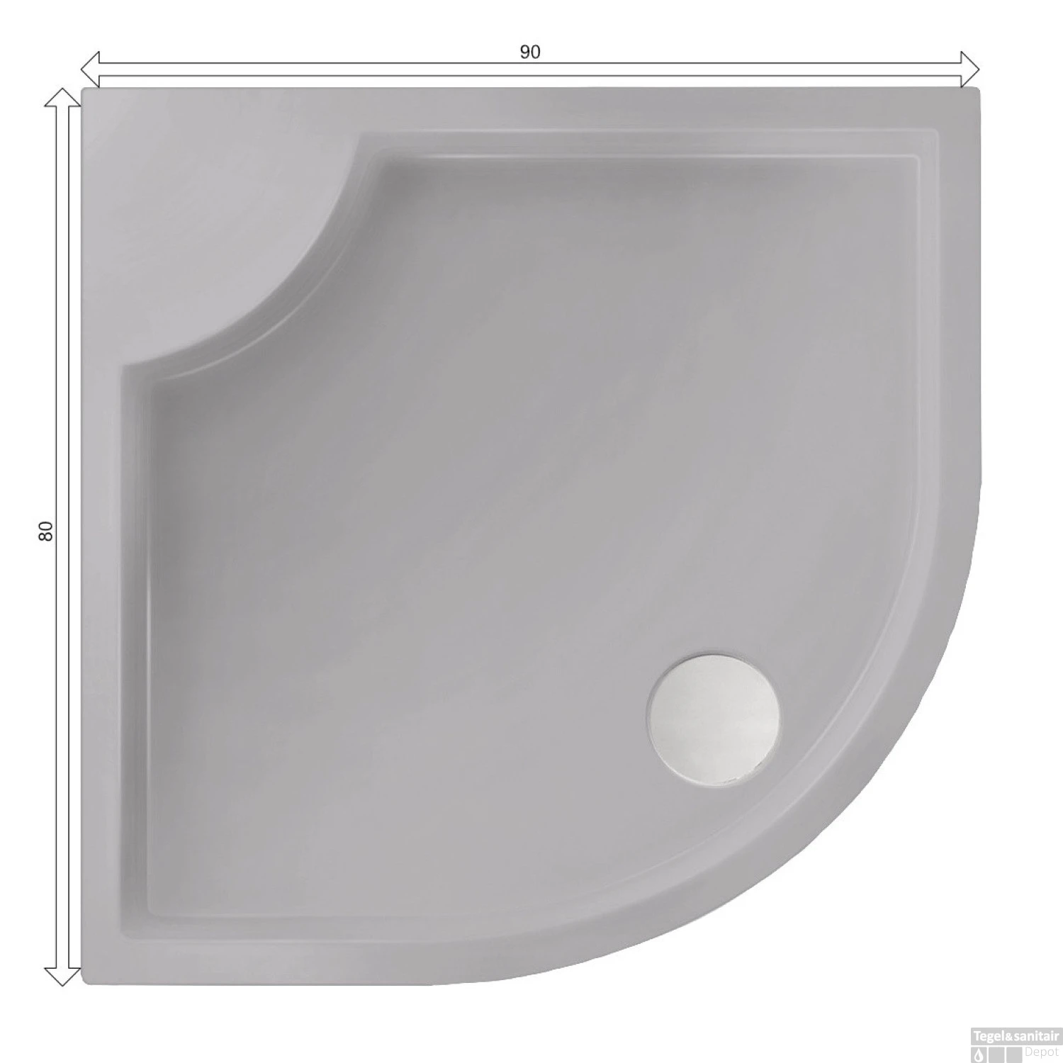 Kwartrond Douchebak Bounty 90 X 80 X 4 Cm Cement 2 Kwartrond Douchebak Bounty 90 X 80 X 4 Cm Cement - Afbeelding 2