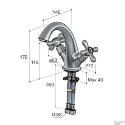 Wastafelmengkraan Hotbath Amice 2-kruisgreep Gebogen 17 Cm Chroom -Baden Luxe Verkoop a003cr wastafelmengkraan hotbath amice 2 kruisgreep gebogen 17 cm chroom tech