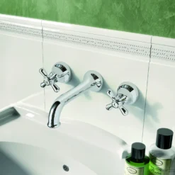 Wastafelmengkraan Hotbath Amice Inbouw 2-kruisgreep Gebogen 18 Cm Chroom