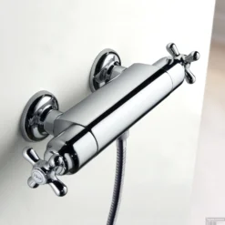 Douchethermostaat Hotbath Amice Opbouw Onderaansluiting 2-kruisgreep Chroom