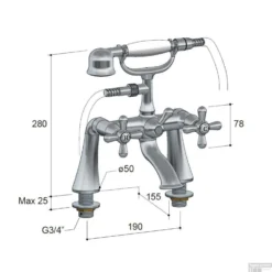 Badmengkraan Hotbath Amice Badrand 2-kruisgreep Met Handdouche Chroom -Baden Luxe Verkoop a030dmcr badmengkraan hotbath amice badrand 2 kruisgreep met handdouche chroom tech