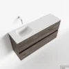 MONDIAZ ADA 100cm Toiletmeubel Dark Brown. LEX Wastafel Talc Links Zonder Kraangat