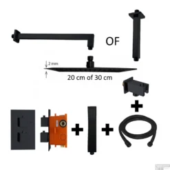 Regendoucheset Best Design Nero Vierkant Thermostatische Inbouwset Mat Zwart