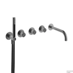 Afbouwdeel Hotbath Archie Bad/Douche Thermostaat 2 Stopkranen Zonder Uitloop Geborsteld Gunmetal PVD