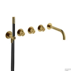 Afbouwdeel Hotbath Archie Inbouw Bad Thermostaat 2 Stopkranen Met Uitloop Geborsteld Messing PVD