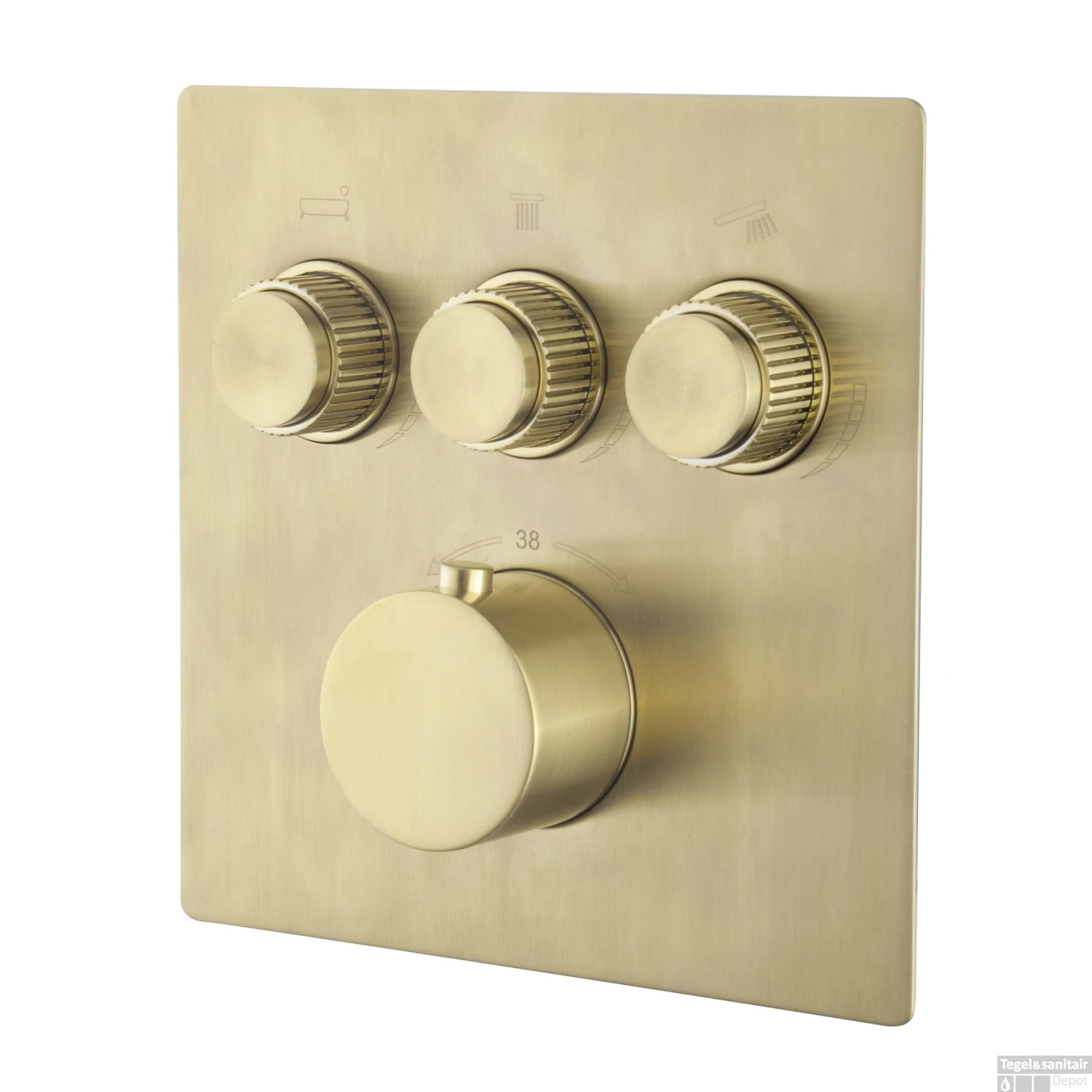 Afbouwdeel Inbouwthermostaat Boss & Wessing Caral Klik Pro 3-weg Geborsteld Messing