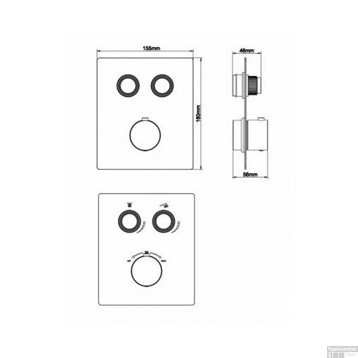 Afbouwdeel Inbouwthermostaat Wiesbaden Caral Klik Pro 2-weg Geborsteld Staal 2 Afbouwdeel Inbouwthermostaat Wiesbaden Caral Klik Pro 2-weg Geborsteld Staal - Afbeelding 2