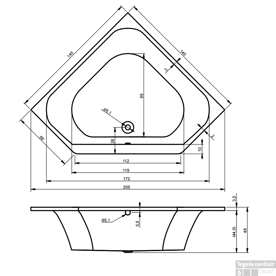 Hoekbad Riho Austin 145 X 145 Cm Wit 2 Hoekbad Riho Austin 145 X 145 Cm Wit - Afbeelding 2
