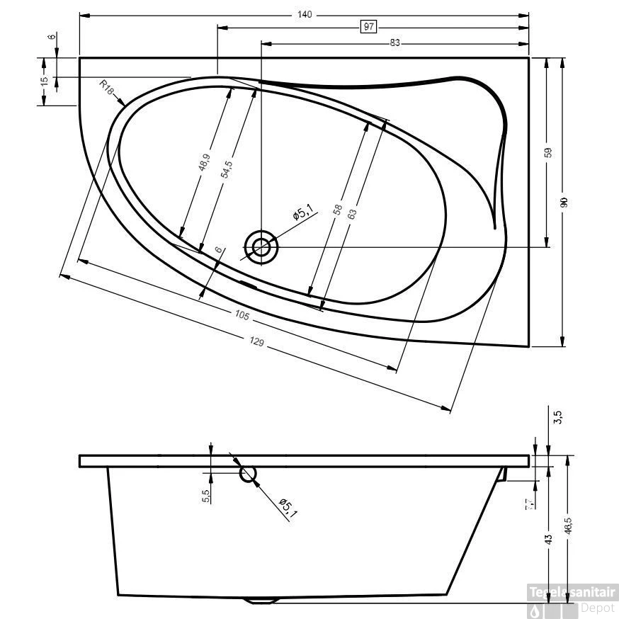 Ligbad Riho Lyra 140 X 90 Cm LINKS Wit 2 Ligbad Riho Lyra 140 X 90 Cm LINKS Wit - Afbeelding 2
