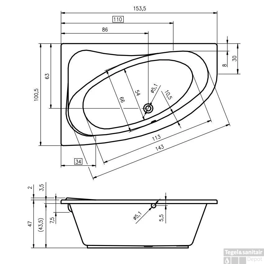 Ligbad Riho Lyra 153 X 100 Cm RECHTS Wit 2 Ligbad Riho Lyra 153 X 100 Cm RECHTS Wit - Afbeelding 2