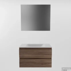 MONDIAZ AIVY 80cm Badmeubel Mocha, Wastafel Talc Solid Surface Midden Zonder Kraangat Met Spiegel -Baden Luxe Verkoop aivy set2 walnoot 2lades cloud wit zonder kraangat s 00017