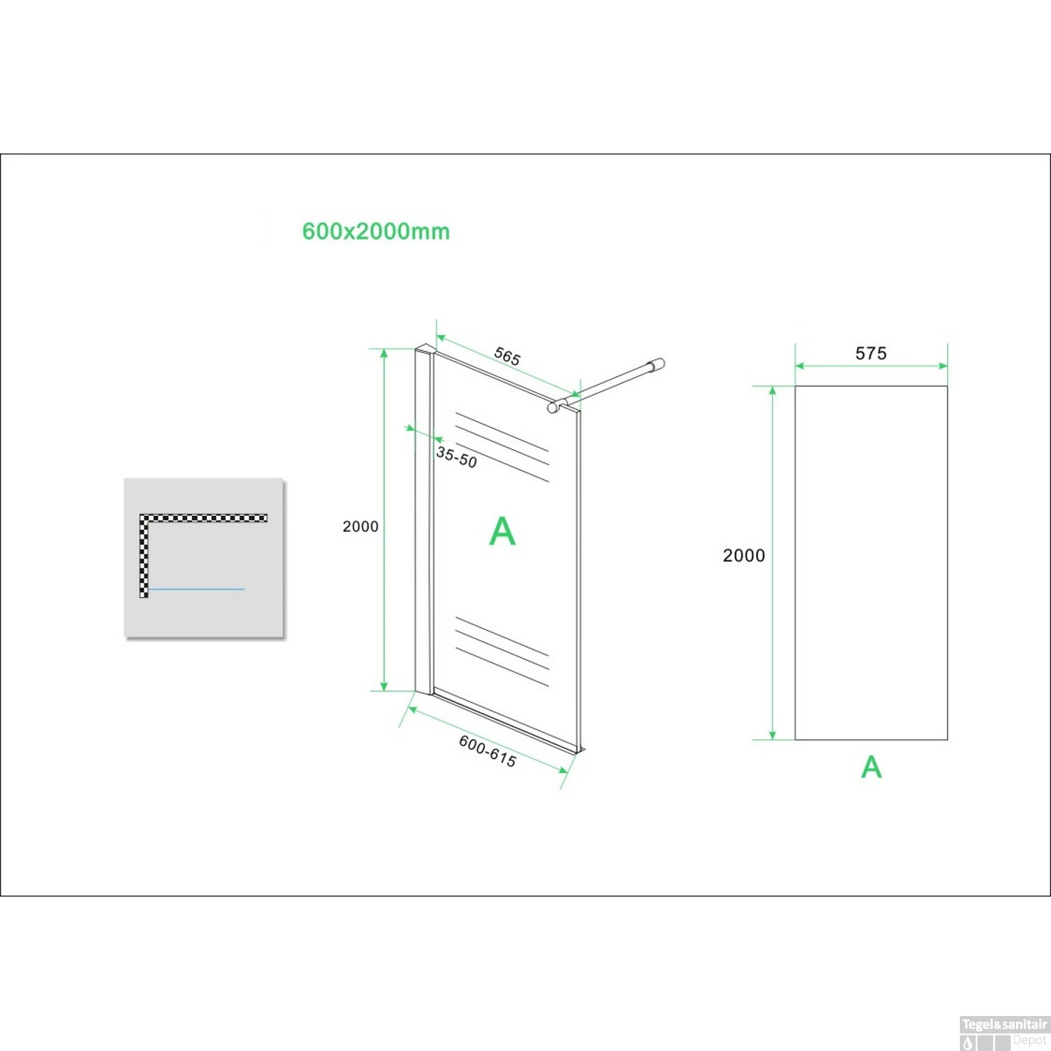 Aktie Douchewand Wiesbaden 60X200cm 8mm Nano Coating 8 Aktie Douchewand Wiesbaden 60X200cm 8mm Nano Coating - Afbeelding 8