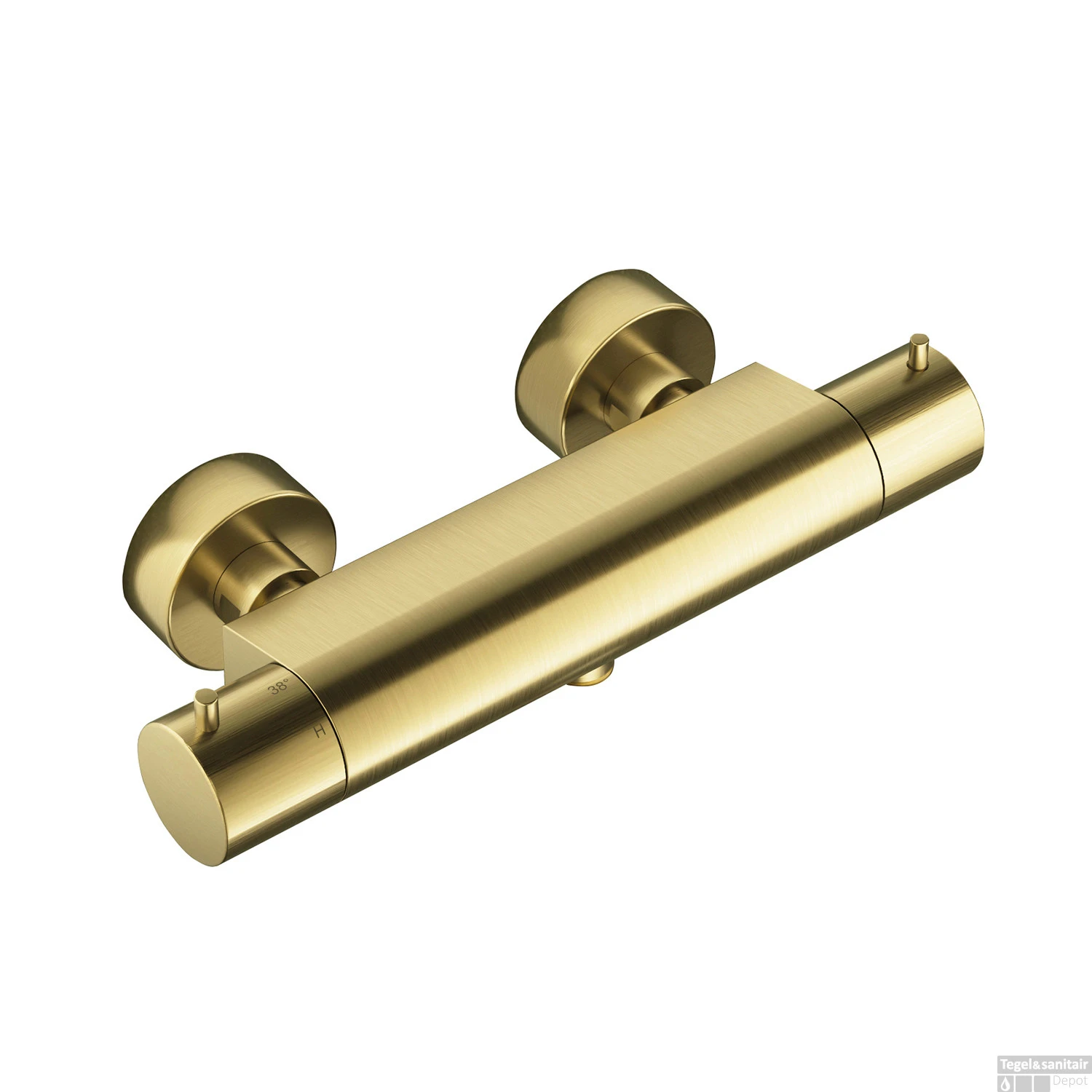 Douchethermostaat Hotbath Cobber Onderaansluiting 2-knop Geborsteld Messing PVD