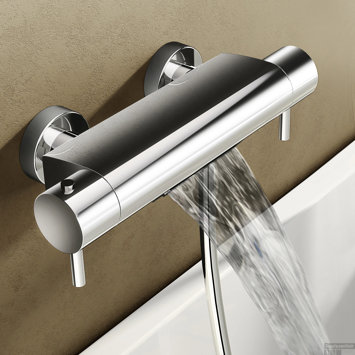 Badkraan Hotbath Cobber Thermostaat Waterval Uitloop Chroom 1 Badkraan Hotbath Cobber Thermostaat Waterval Uitloop Chroom