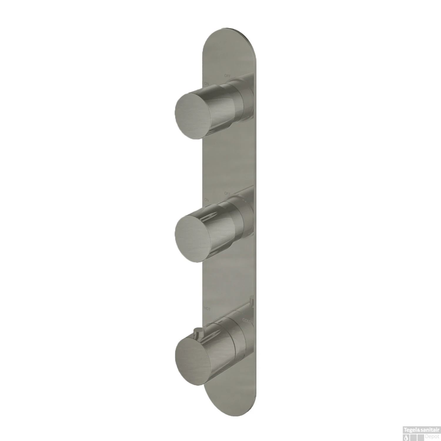 Douchethermostaat Hotbath Buddy Inbouw 2 Stopkranen Verticaal Geborsteld Nikkel OUTLET 1 Douchethermostaat Hotbath Buddy Inbouw 2 Stopkranen Verticaal Geborsteld Nikkel OUTLET