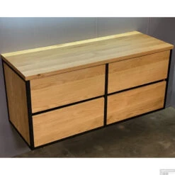 Badkamerkast Casajoy Metallic Serie 120x46x55cm Vier Lades Eiken