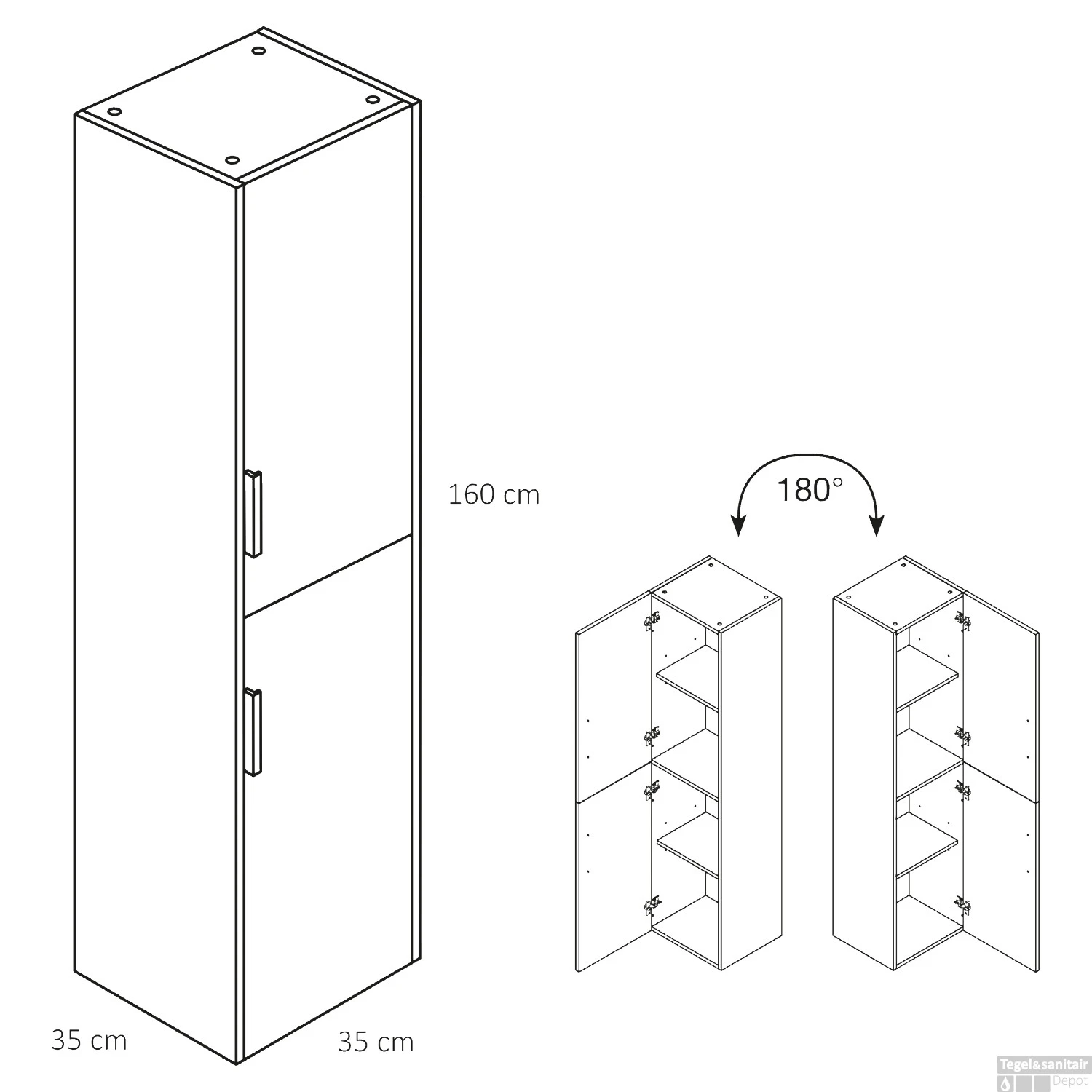 Badkamerkast Differnz Bolo 160x35x35 Cm FSC Groen 2 Badkamerkast Differnz Bolo 160x35x35 Cm FSC Groen - Afbeelding 2